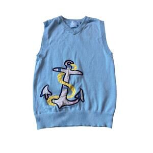 J. Khaki Boys Sweater Vest, Light blue with Anchor, size 6 boys/kids